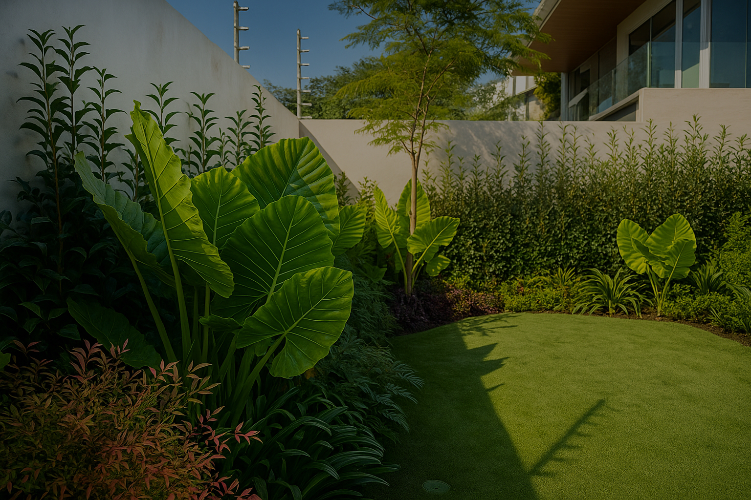 Jardín residencial tropical con plantas nativas diseñado por Viveros Terra en Tampico