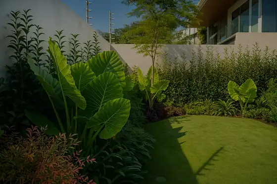Jardín residencial con plantas tropicales en Tampico