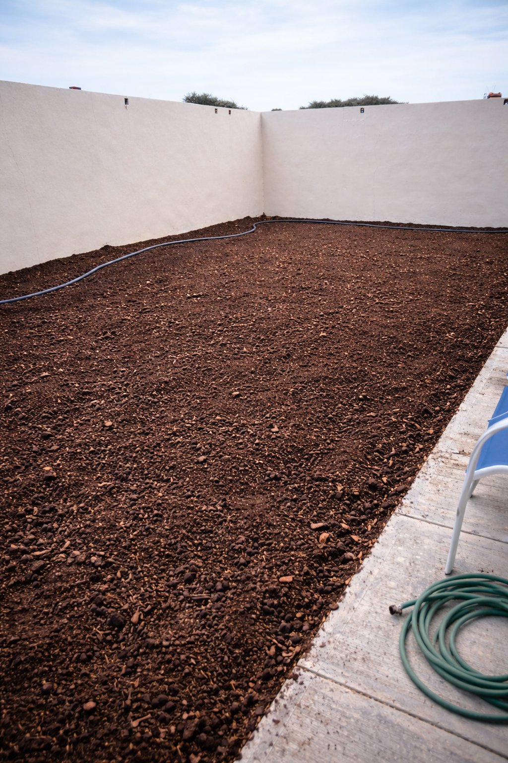 Antes — terreno con tierra negra preparada listo para instalar pasto en Tampico