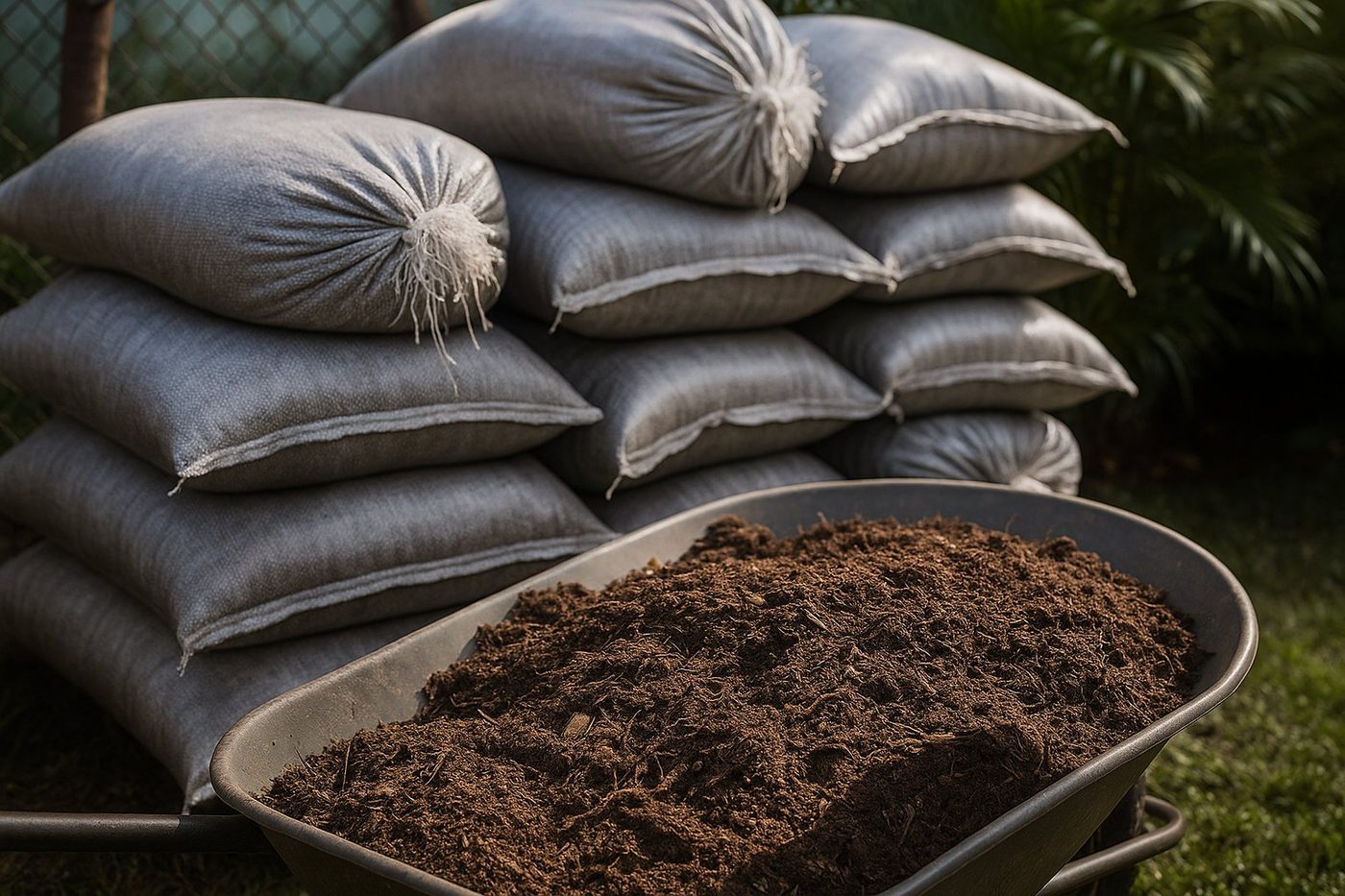 Costales de tierra negra vegetal Viveros Terra Tampico